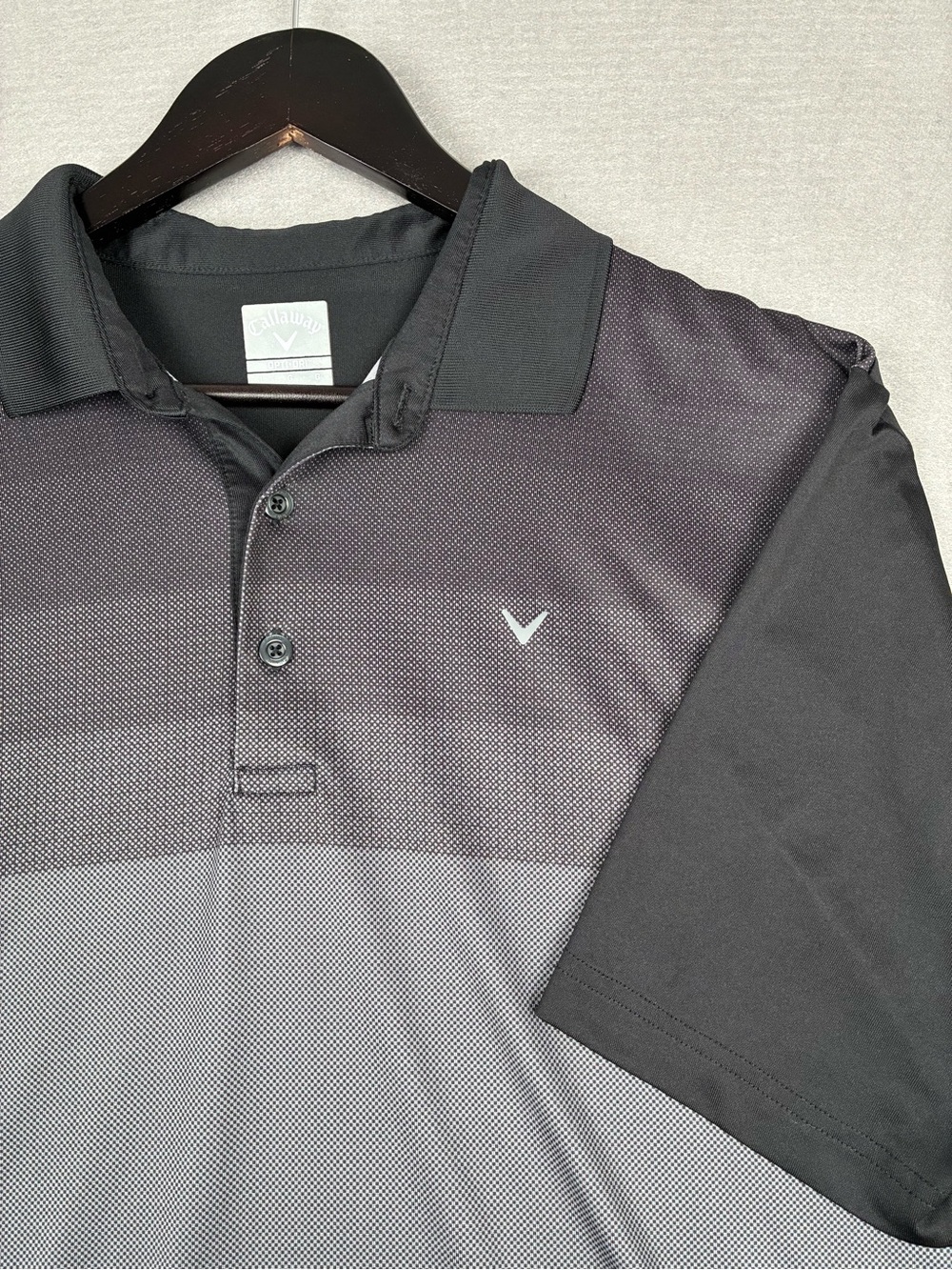 Callaway Golf Opti-Dri Polo Black and Dark Grey Gradient Performance Mens Large